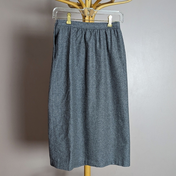 Vintage Jeremy Scott grey wool blend penicil skirt w/ pockets - Picture 5 of 10